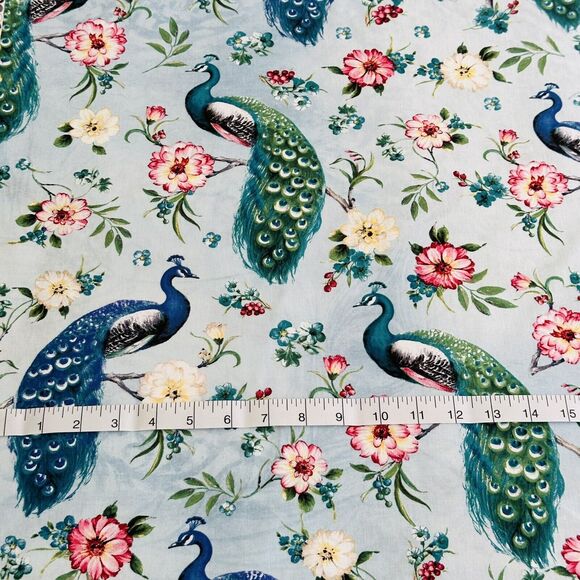 Peacock Fabric Animal Cotton Fabric Quilting Sewing David Textiles 48" x 44" - Picture 3 of 4